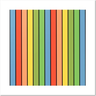 Bold Colorful Retro Abstract Striped Pattern Posters and Art